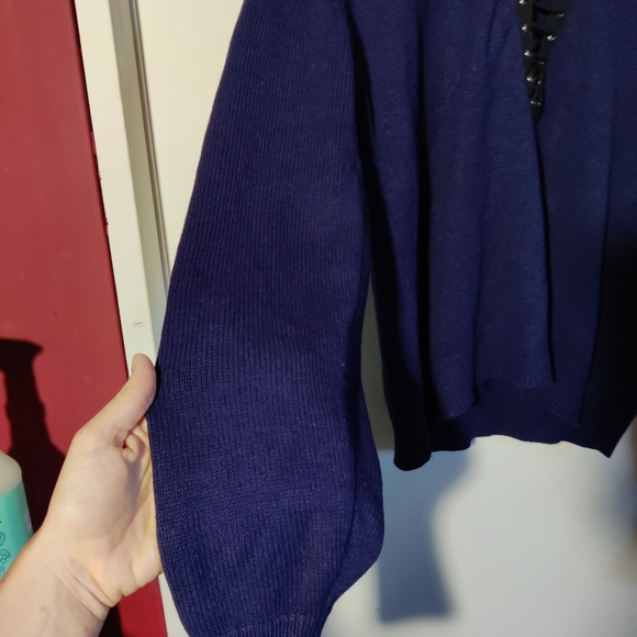 Furst of a Kind Blue Lace Up Sweater - Picture 6 of 9